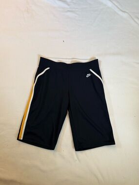 Nike Navy Shorts with White Trim and Yellow Side Stripe size small